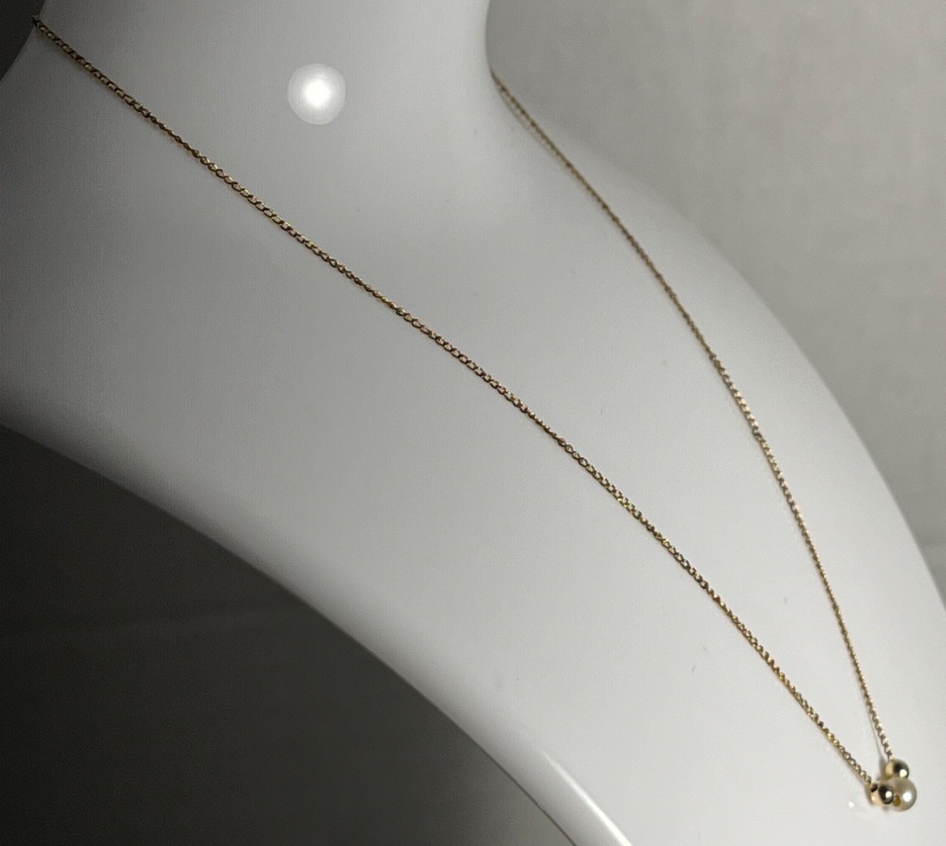 Vintage MS Co 14K Gold Filled Necklace Faux Pearl Minimalist Dainty Chain Signed