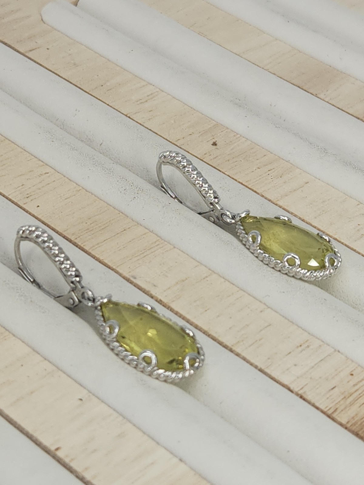 Anthony Nak Atelier 925 Sterling Silver Lemon Quartz Leverback Earrings 35mm