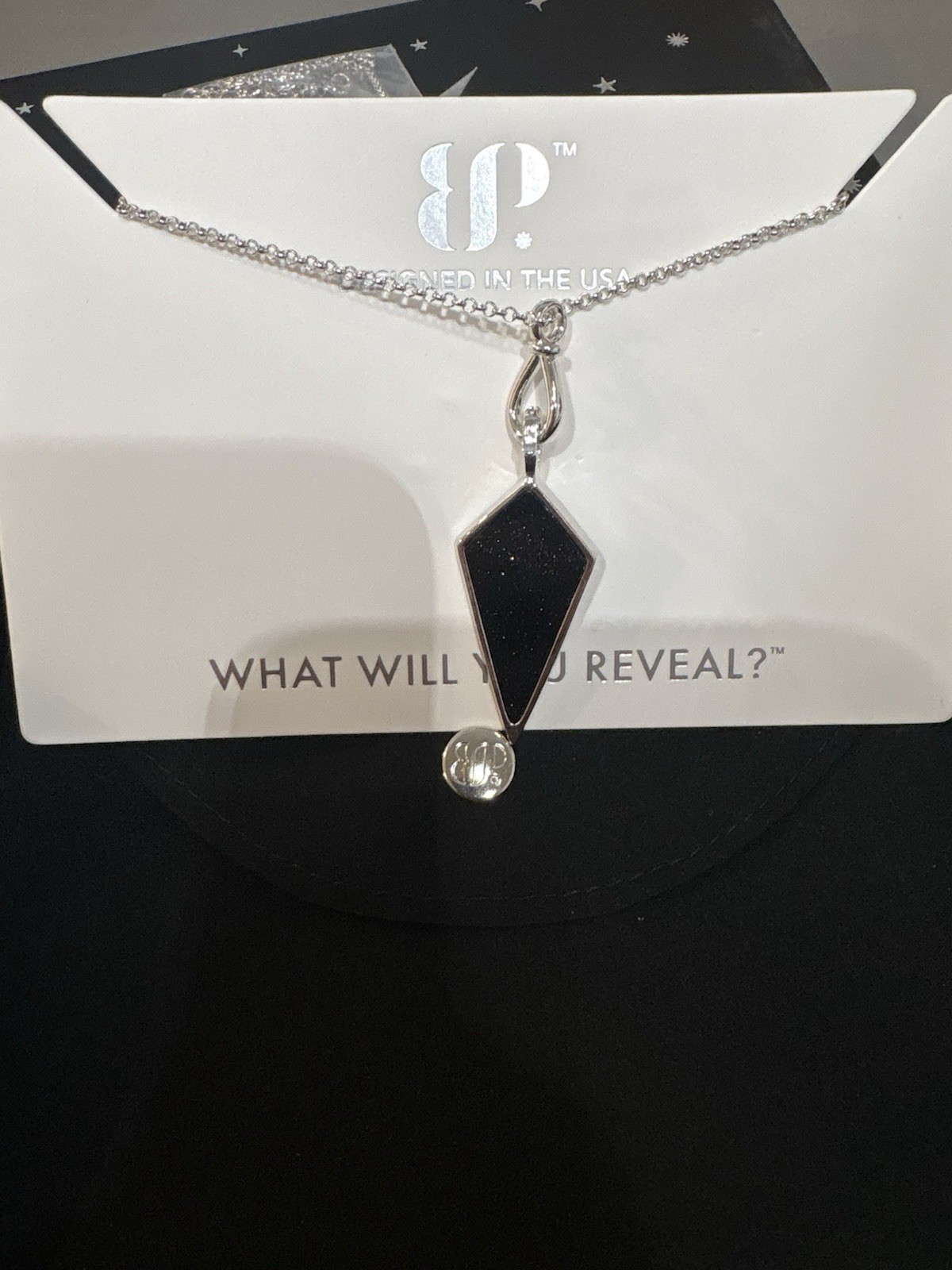 BP Power Move Rhodium Plated Lab-Created Onyx Sandstone CZ Necklace 18″ NK90157