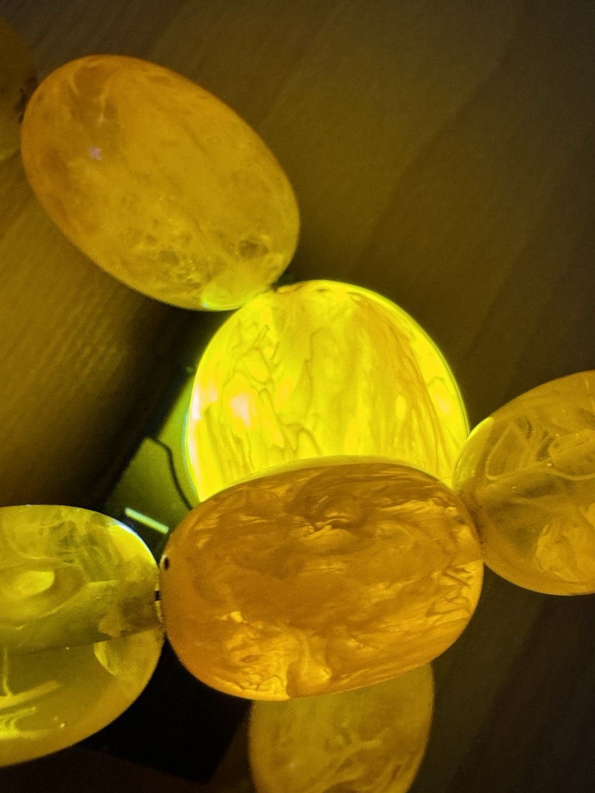 Vintage Style Translucent,Graduated Honey & Egg Yolk Amber Resin Necklace 162 gr