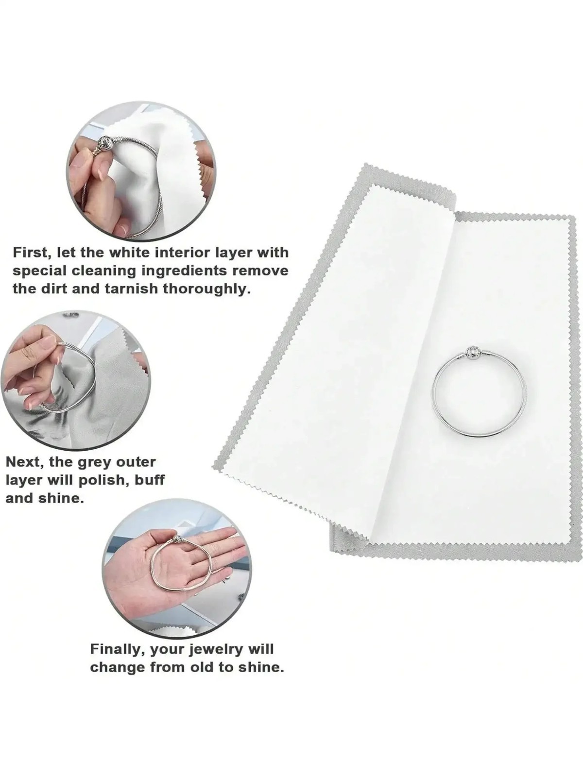 XL 14×11″ Silver Jewelry cleaning Cloths – Clean 925 Silver, Jewelry
