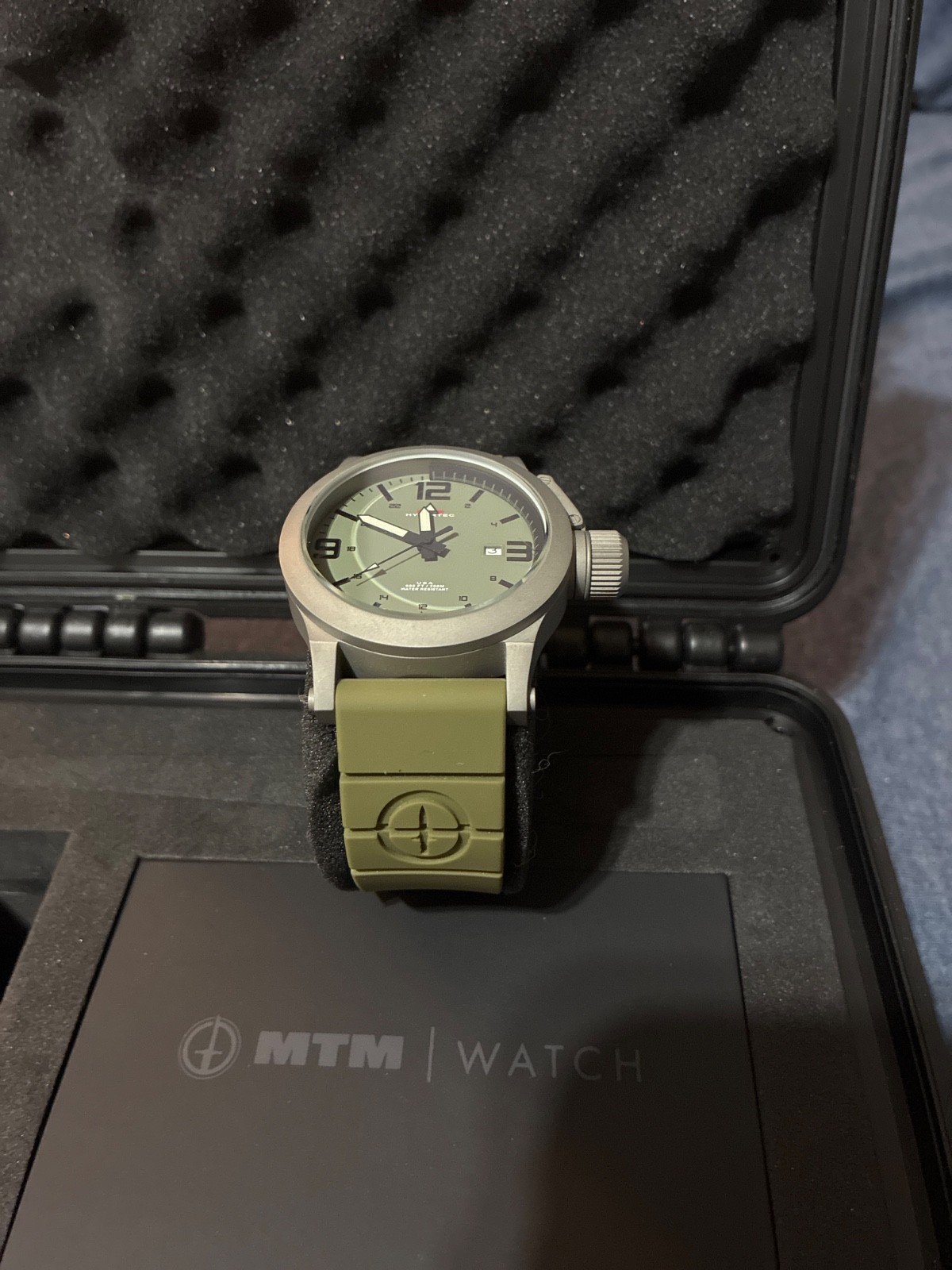 MTM Hypertec 44mm Stainless Steel Sandblasted Finish, MTM Green Rubber Strap
