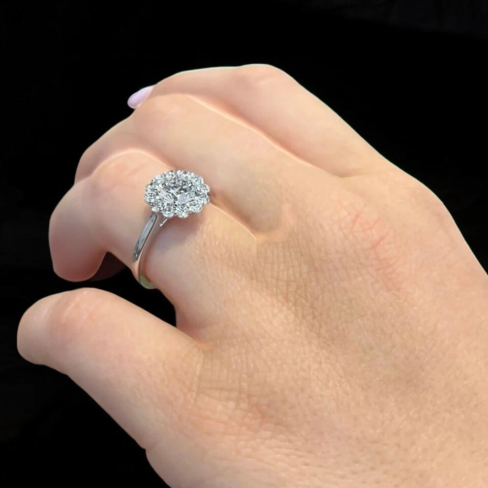 950 Platinum Wedding Ring 1.60 Ct Round Lab Created Diamond IGI Certified