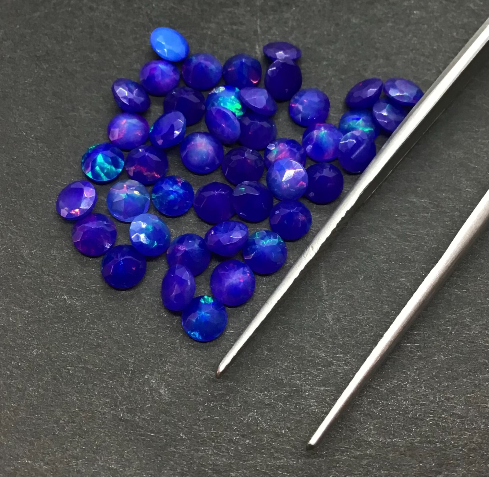 Blue Opal Natural Ethiopian Fire Round Cut AAA Loose Gemstone Assorted Jewelry