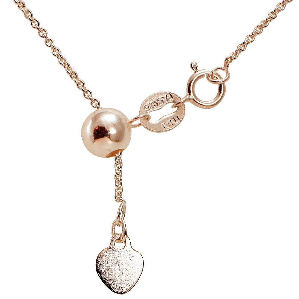 Rose Gold over Sterling Silver 1.5mm Rolo Adjustable Chain Necklace 20″ Inches