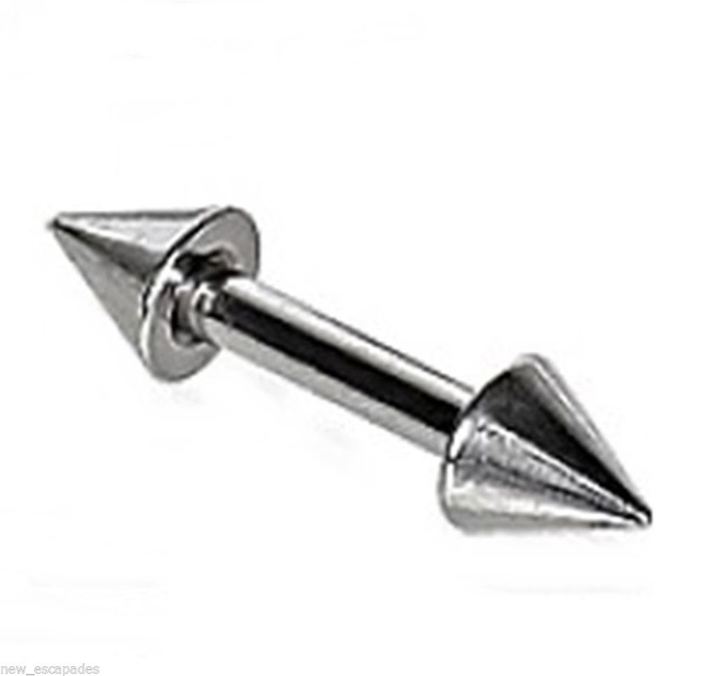 Barbell Nipple Ring Heavy 10 Gauge 5/8″ w/Spikes 4mm Steel *