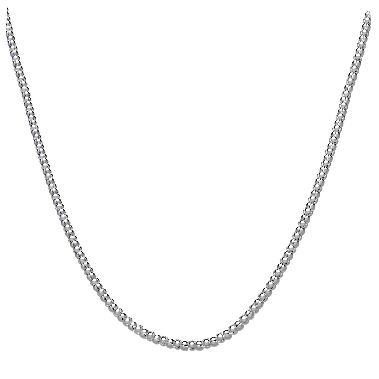 2mm Popcorn Chain Italian Necklace 925 SOLID Sterling Silver with Lobster Clasp