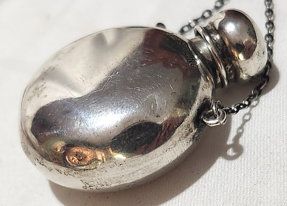Theodore Foster & Bro F & B Sterling Silver Chatelaine Perfume Flask Pendant