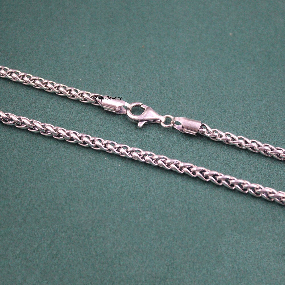 Pure S925 Sterling Silver Chain 4mm Wheat Link Necklace 26-27g 21.6inch L
