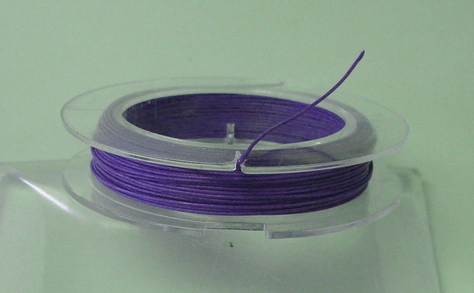 32′ Med Purple tiger tail nylon stainless beading wire 26ga .018in .45mm TT112