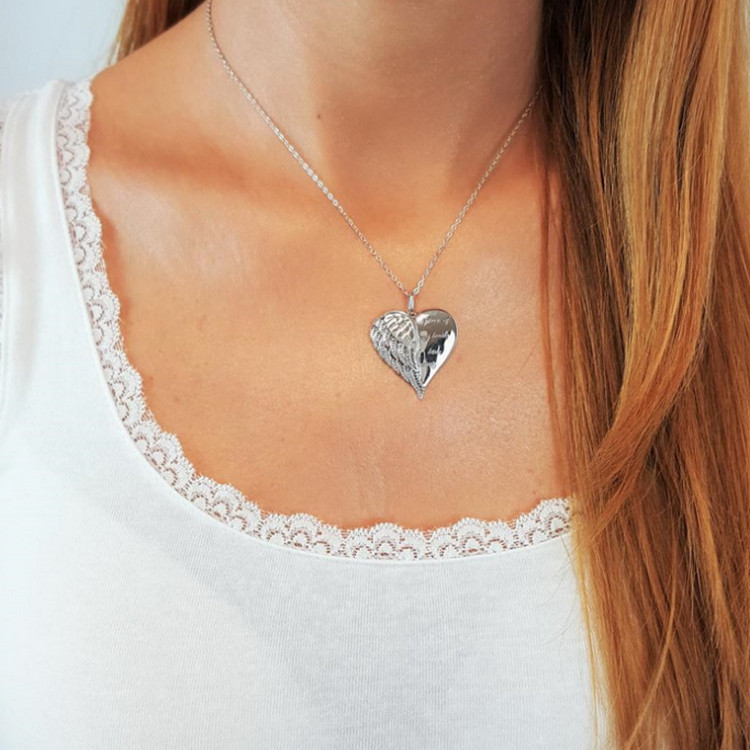 A Piece of My Heart Has Wings Angel Heart Memorial Pendant Keepsake Necklace