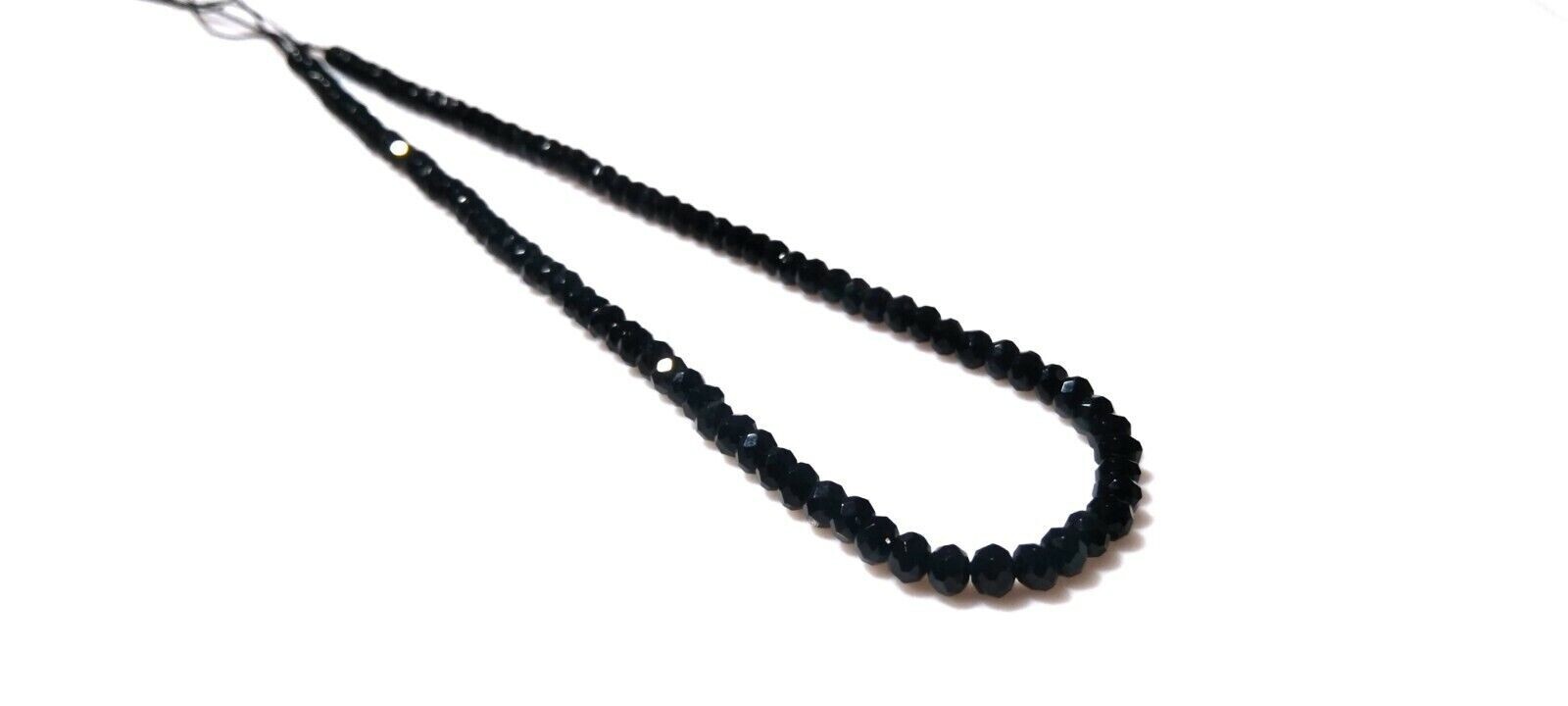Black Onyx Rondelle Faceted 4×4.5mm Loose Gemstone Beads 18″Inch 1 Necklace