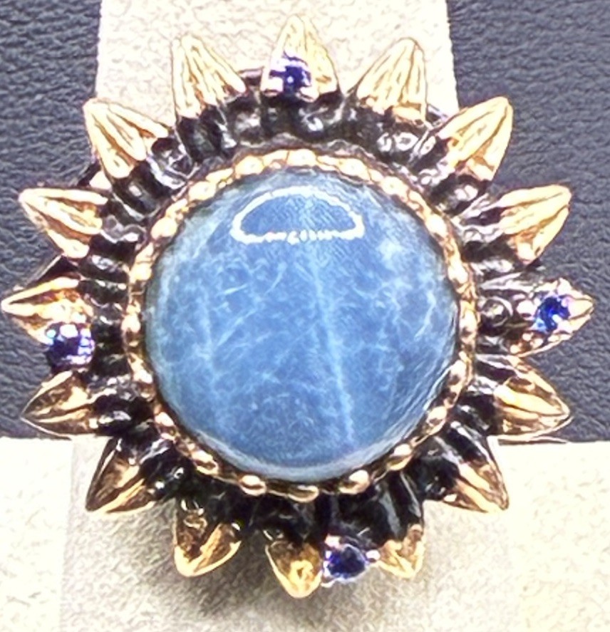 Aquamarine in Black Rhodium & 18K Gold over Sterling Silver Size 8.25 Ring