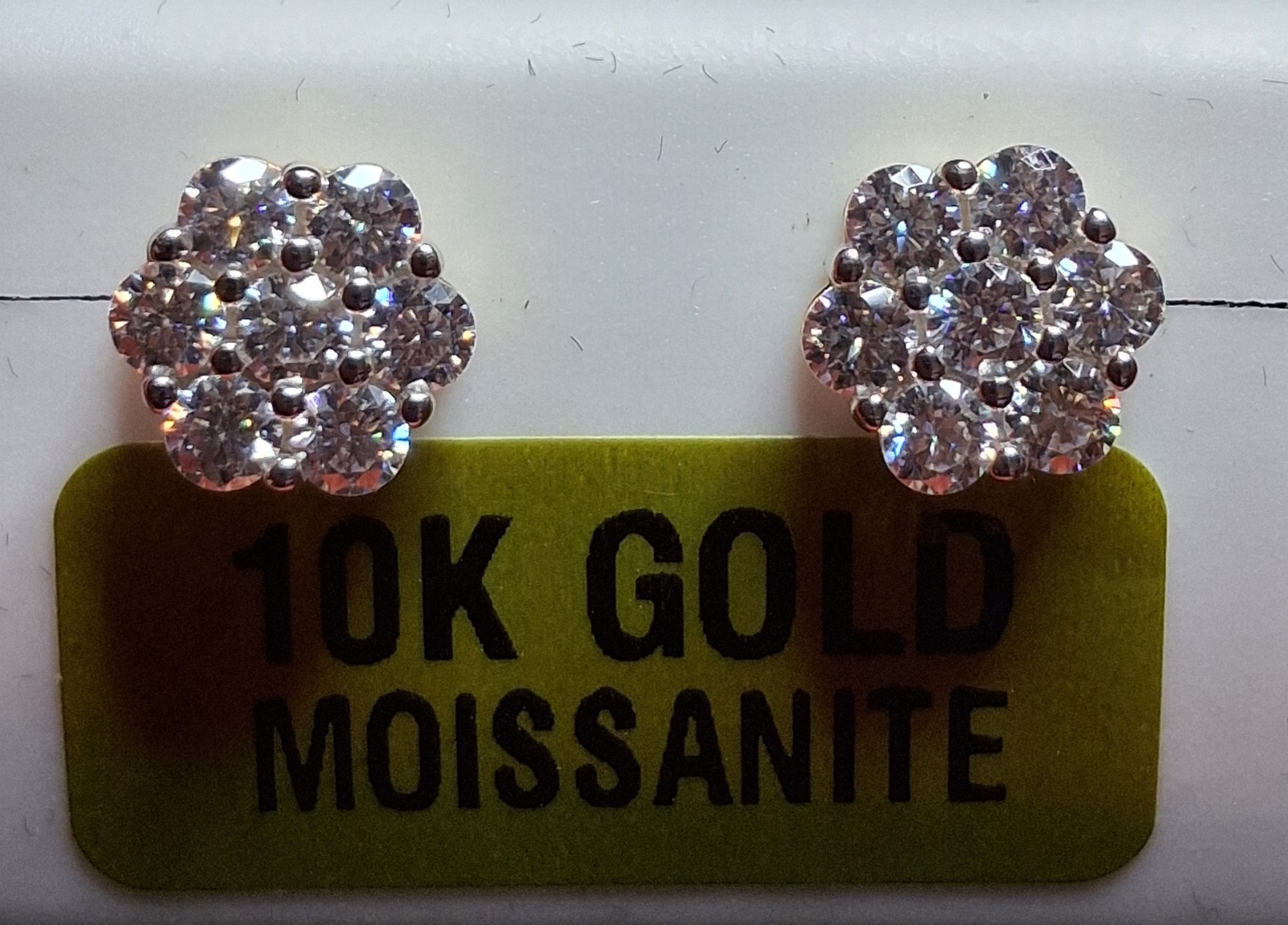 10kt Yellow GOLD 1.5ctw Moissanite 7 Stone UNISEX Earrings **FREE SHIPPING
