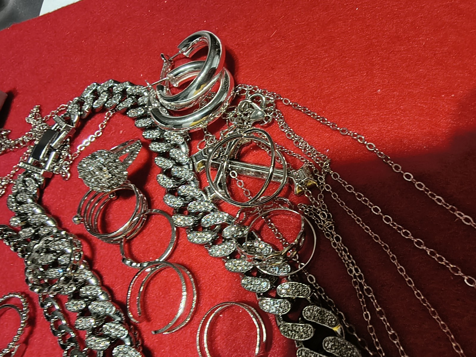 Estate Jewelry Lot Iced Out Cuban Chain Money Bag Rings Necklaces mix Jewelry
