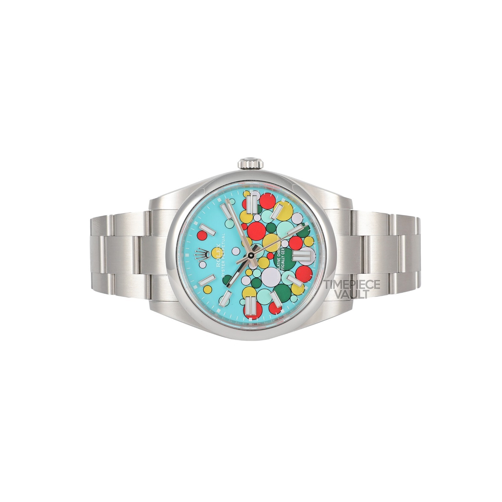 Rolex Men Oyster Perpetual 124300 Steel 41mm Custom Celebration Balloon Dial B&P