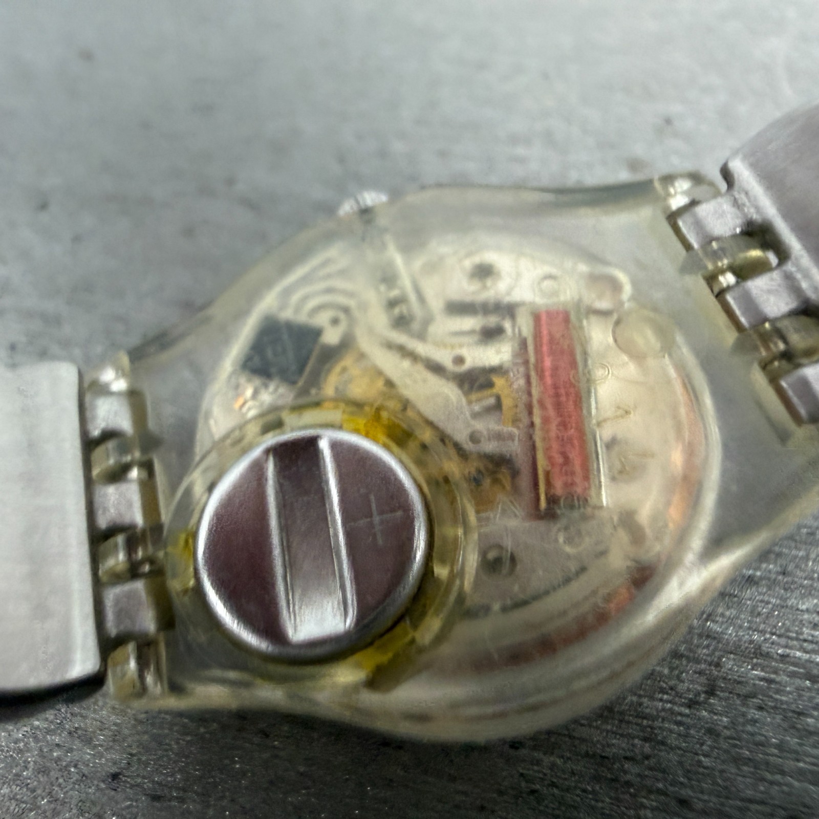 Swatch Menthol Tone Watch Women 25mm Silver Dial Clear Case LK292G New BatteryJK