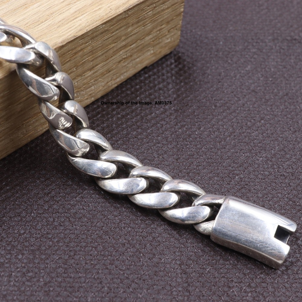 Solid 925 Sterling Silver 10mm Curb Link Chain Men’s Bracelet Gift 8.26inch