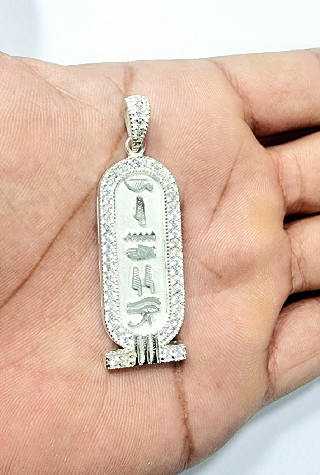 Personalize NAME and Favorite GEMSTONE On Sterling Silver SPARKLING Cartouche
