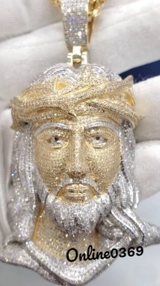 Men’s 3D Classic Jesus Face Charm Pendant 2.11ct Natural Moissanite 925 Silver