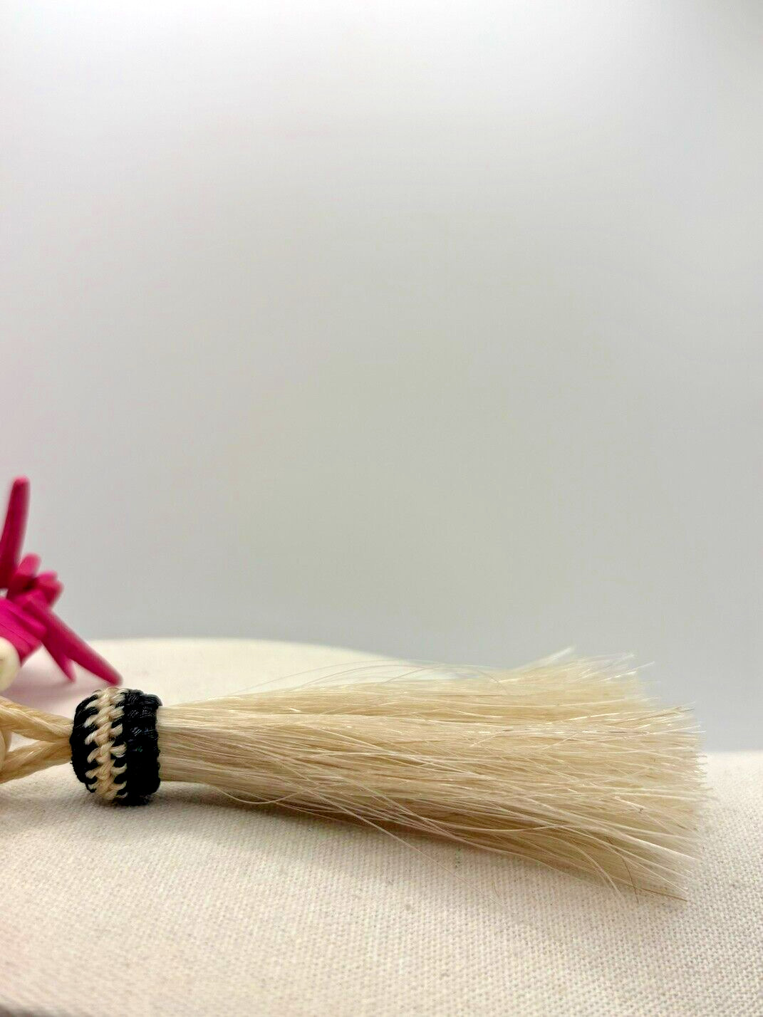 Pink Cocowood Chip Howlite Large Kenya Bone Beaded Horsehair Pendant Necklace