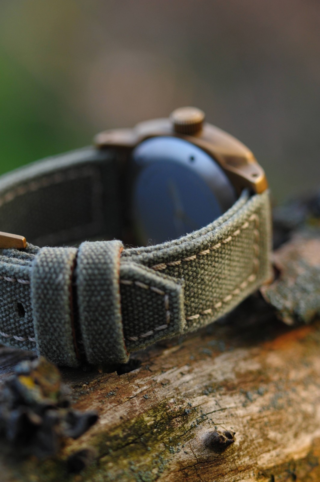 Ready-made 24×22 mm «overlock» Brown Rolled Canvas handmade watch strap Panerai
