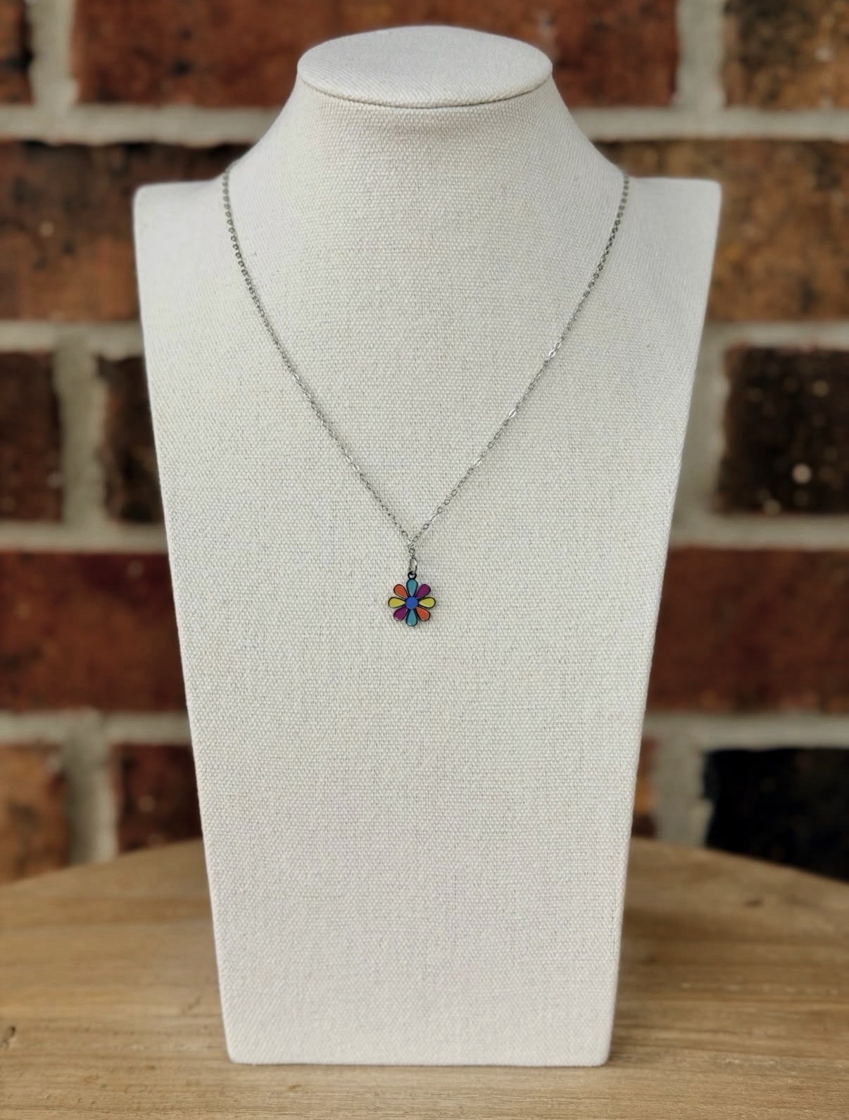 Daisy Flower Stainless Steel Charm Necklace