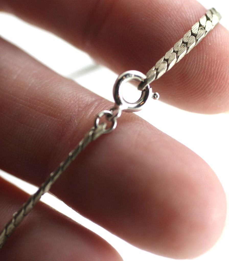 Vintage white 12K gold filled flat herring bone chain necklace 24″ inch long