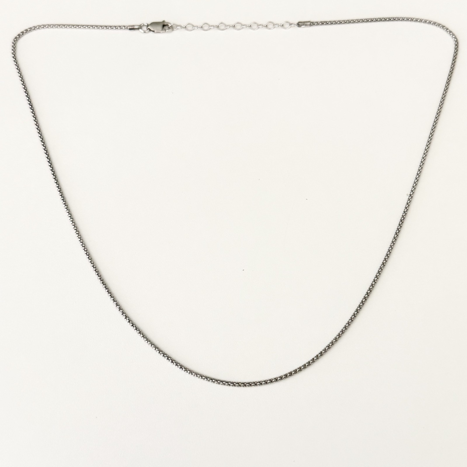 925 Italy Sterling Silver Popcorn Chain Link Necklace Adjustable 20″