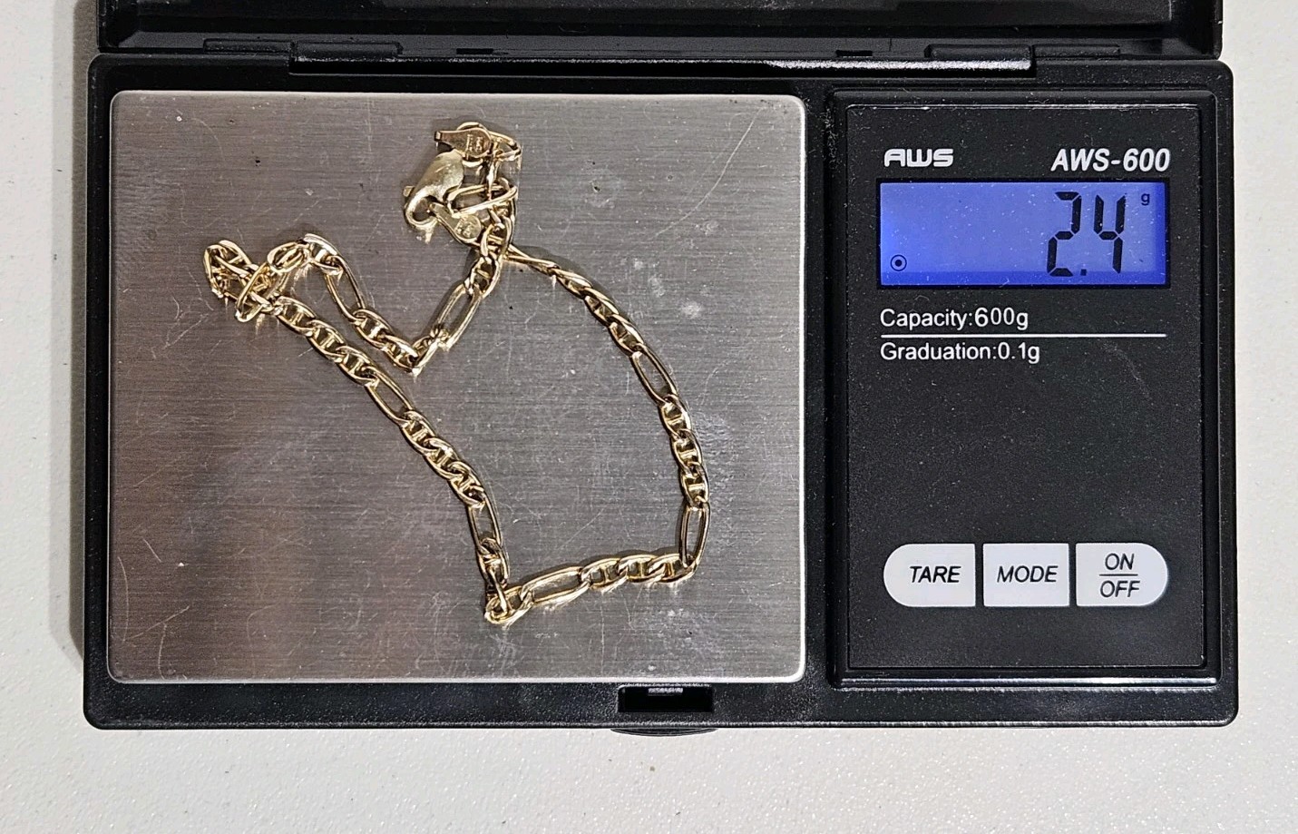 Vintage 14K Gold Italy 3mm Figaro Chain Anklet 9-5/8″
