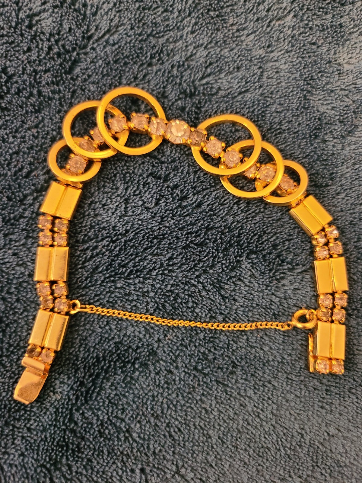 Vtg 1956 Sarah Coventry Celestial Fire Bracelet Gold Tone Rhinestone Signed SaC