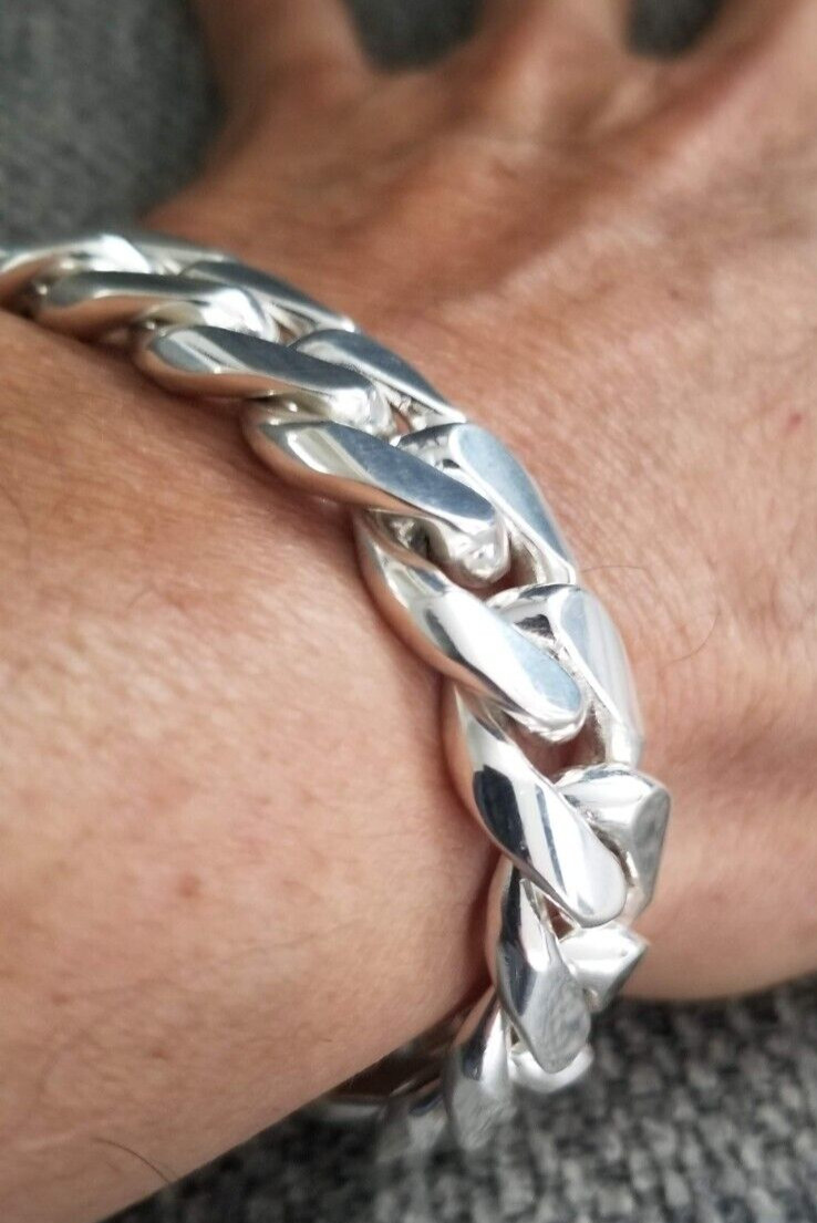 925 sterling silver bracelet / esclava de plata 925 cuban link 102.7g 8.5″ 15mm