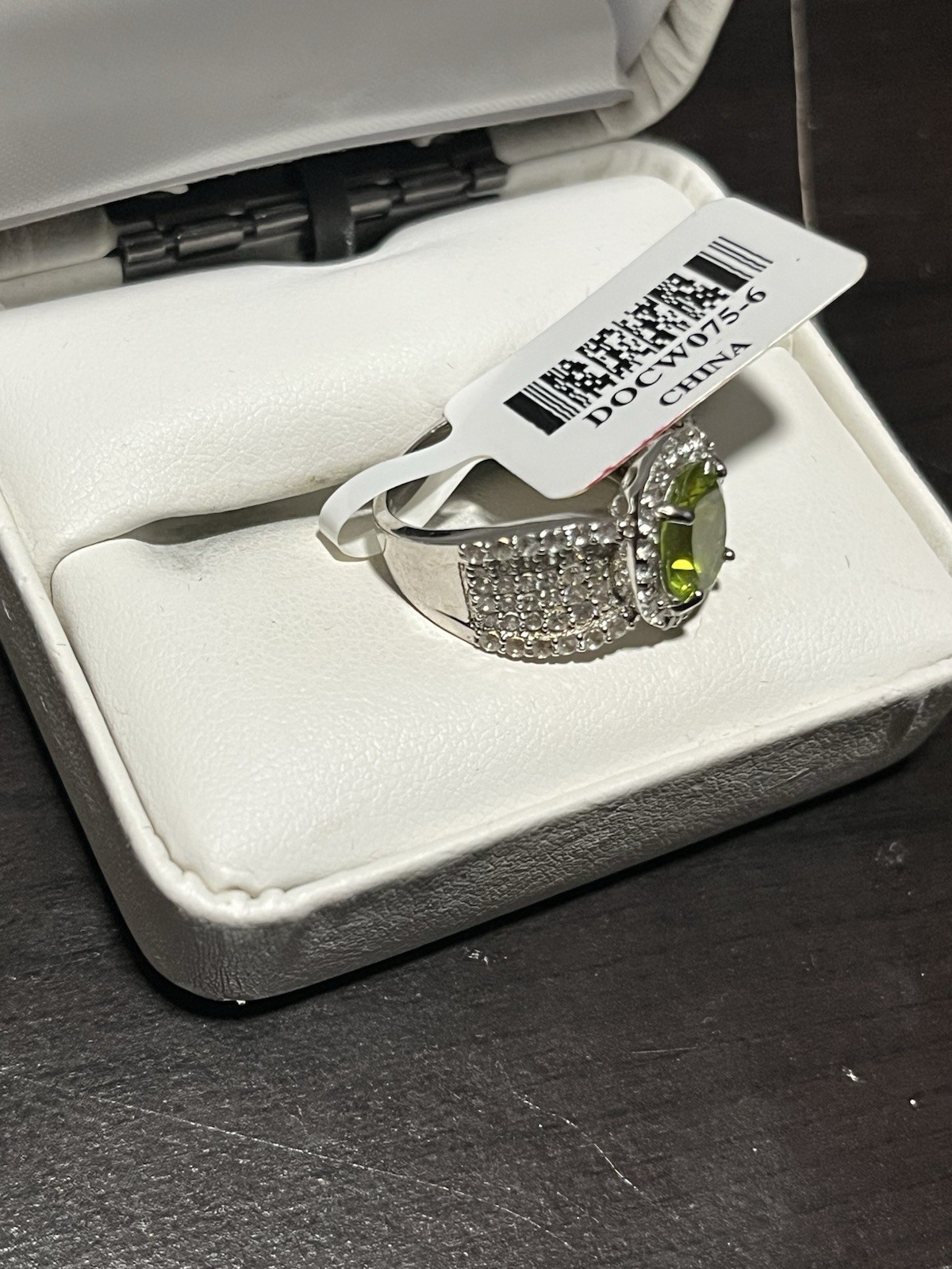 JTV 2.80ct Oval Peridot & 1.83ctw White Zircon Ring Sterling Silver 925 Size 6