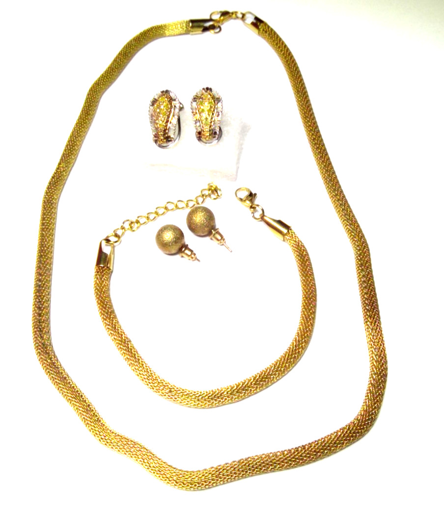Stainless Steel Mesh Necklace, Bracelet & Earrings Mixed Lot