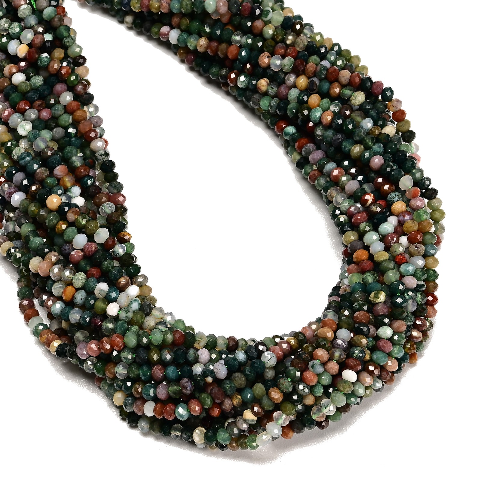 Natural Indian Agate Faceted Rondelle Beads Size 3x4mm 15.5″ Strand