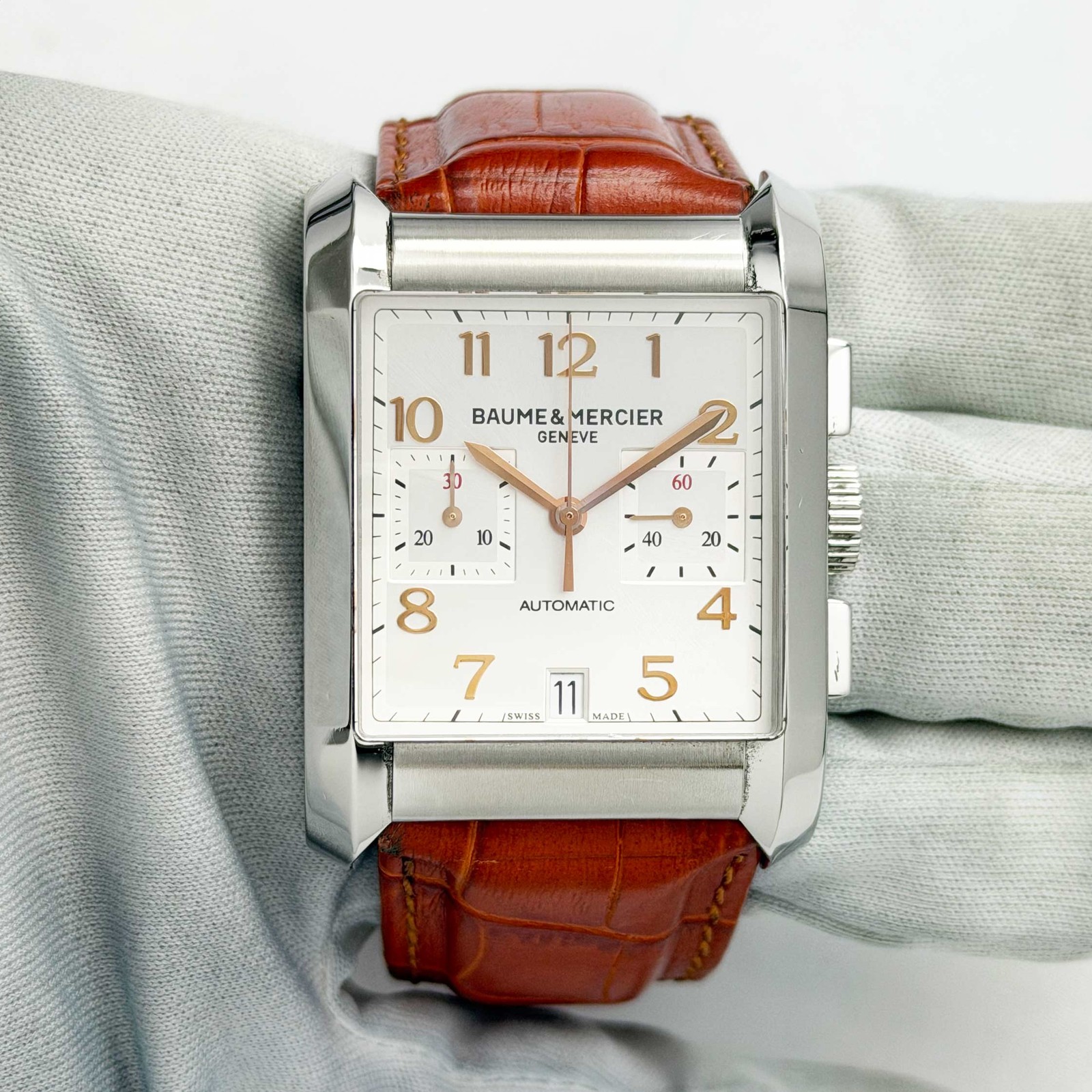 Baume & Mercier Hampton Chronograph 65698 34.5MM Silver Dial Steel