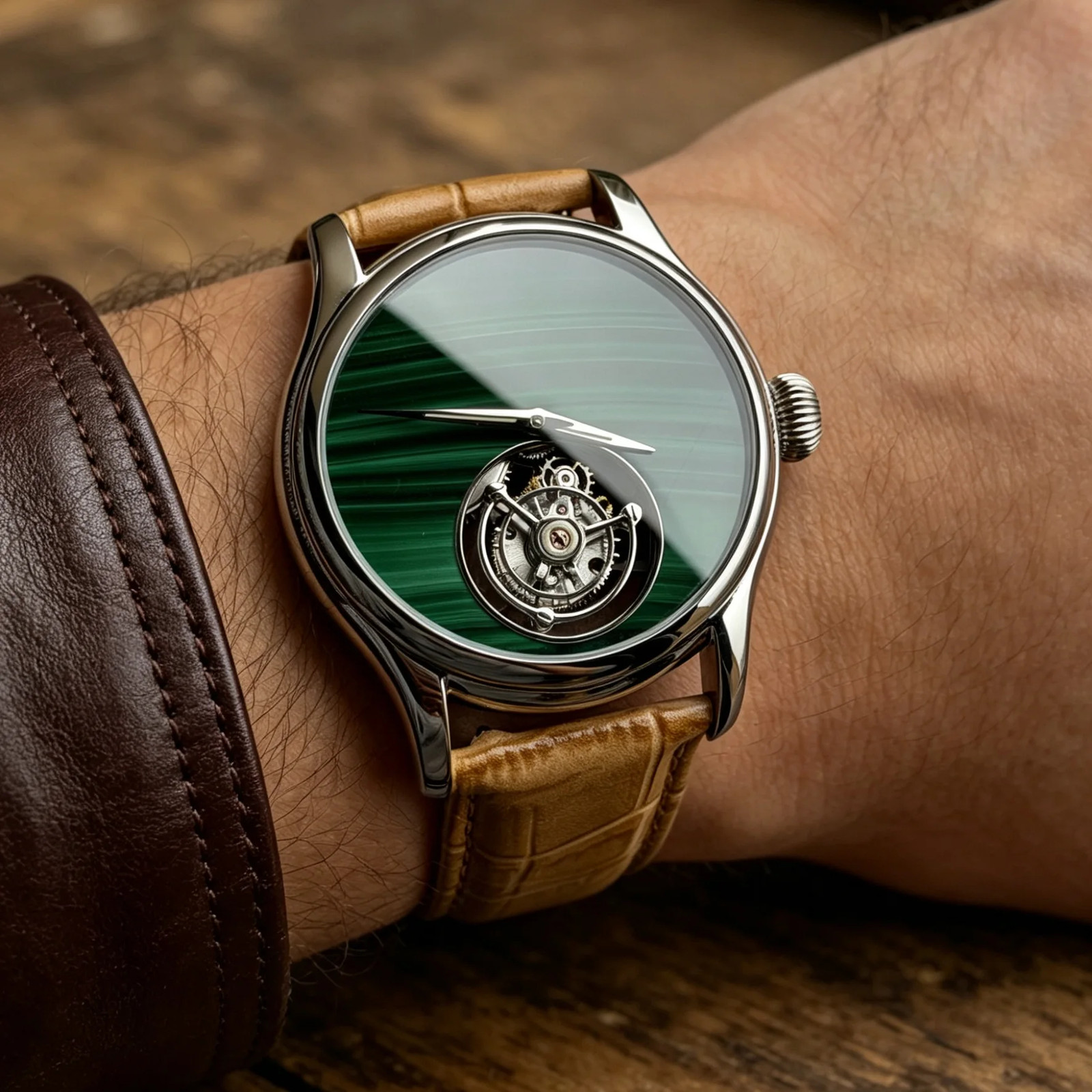 Merkur Tourbillon Watch Sapphire Luxury Mechanical Wristwatch Waterproof 42mm Me