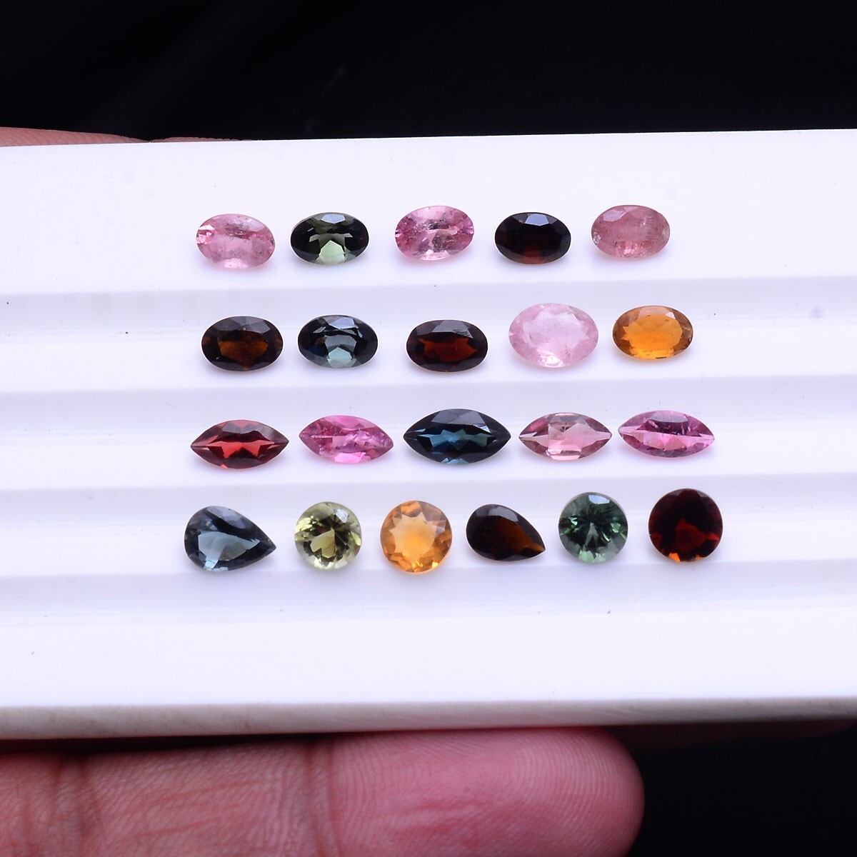 21 Pcs Natural Tourmaline Multi-Color 4.77mm-7.83mm Sparkling Loose Gemstones