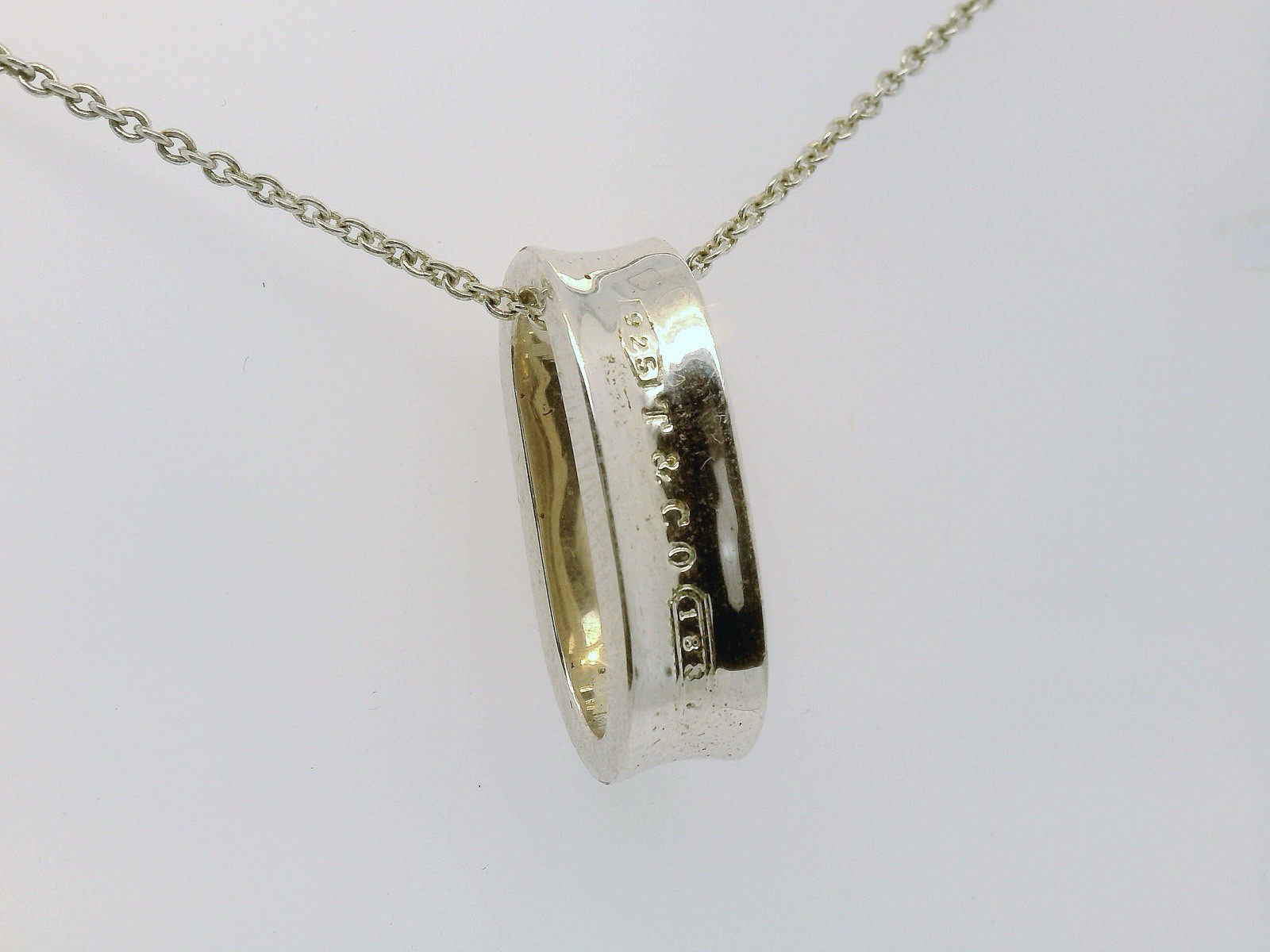 Tiffany & Co. 1837 Oval Pendant Necklace 17 3/4” In Length