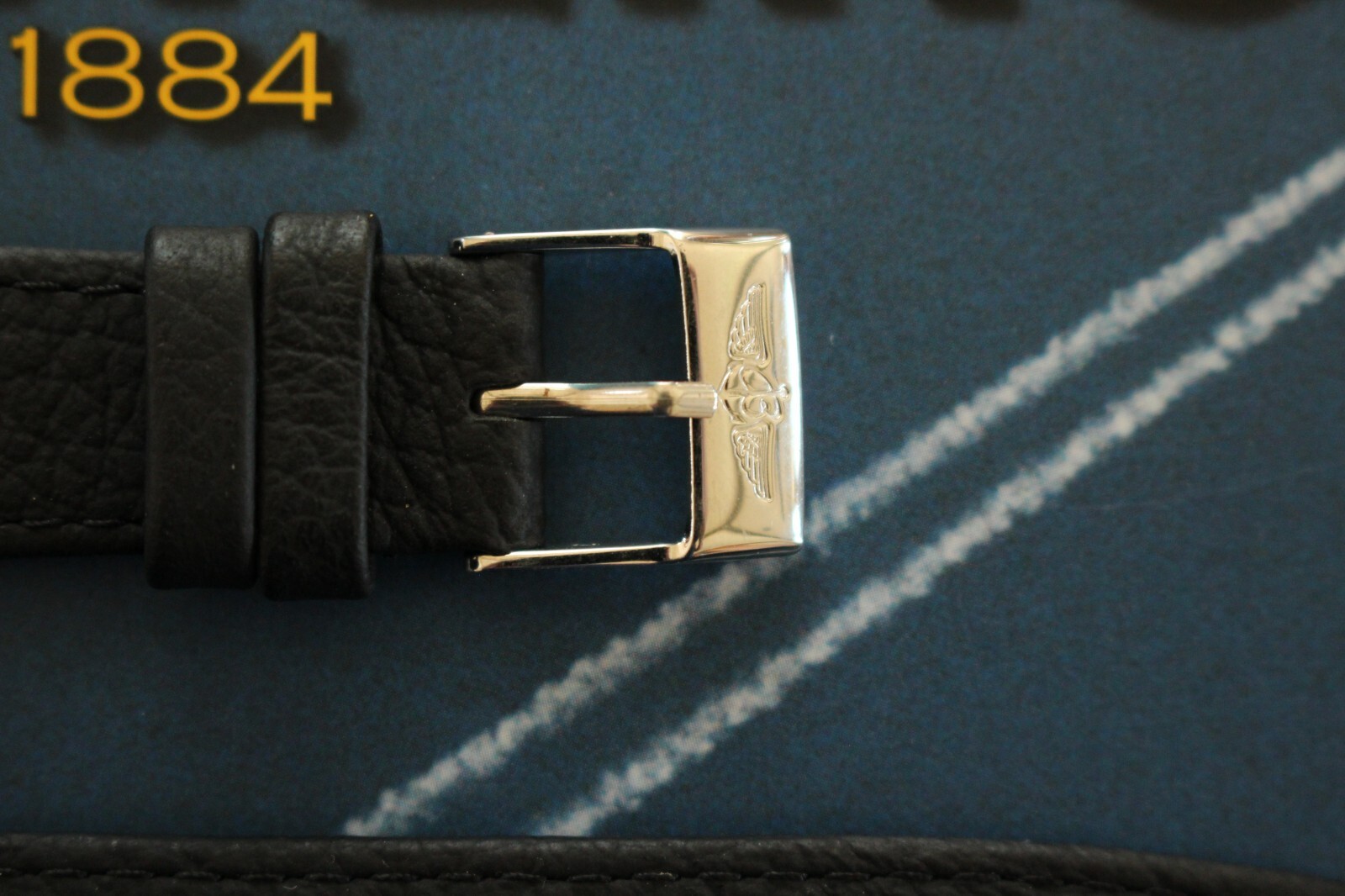 VINT 20-14 TONGUE BUCKLE BROWN BULLHIDE WATCH BAND WATCHBAND STRAP FOR BREITLING