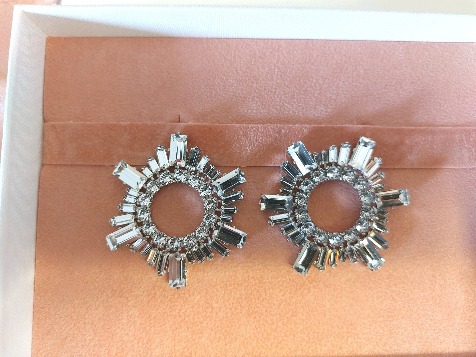 Amina Muaddi Begum Mini Earring White Crystal & Silver Base – £450 retail