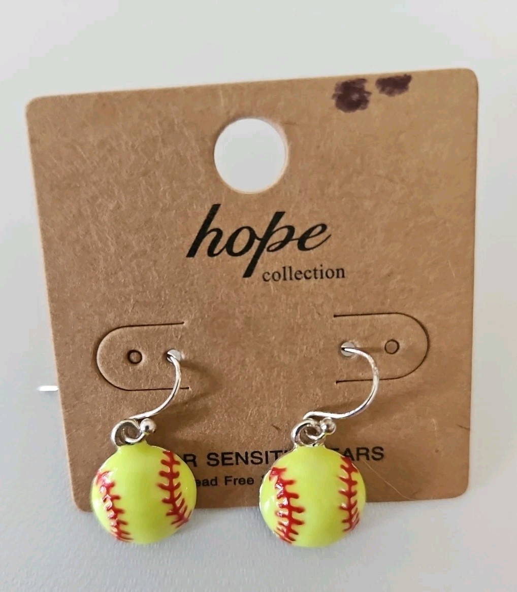 Softball Earrings Hope Collection For Sensitive Ears Lead And Nickel Free