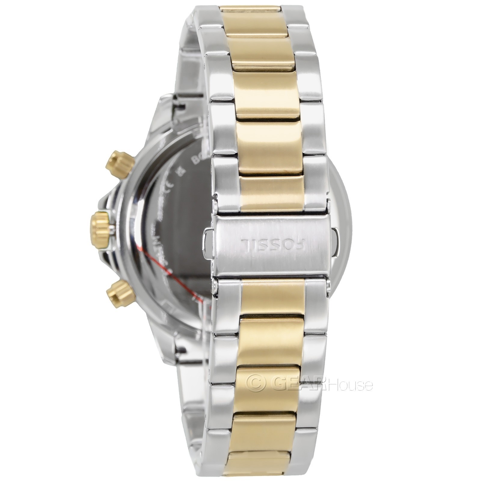 FOSSIL Bannon Mens Two-Tone Watch, Blue Dial, Silver Gold Stainless Steel Band
