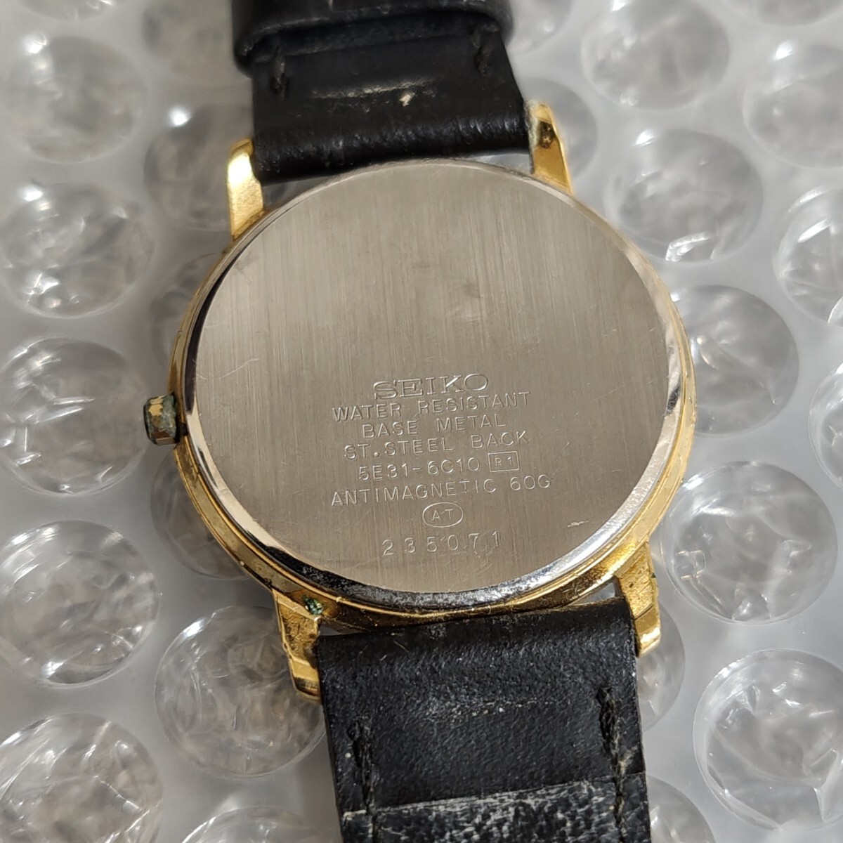 Working SEIKO Seiko Dolce Dolce 5E31-6C10 Case Gold Men Women Black Dial Watch