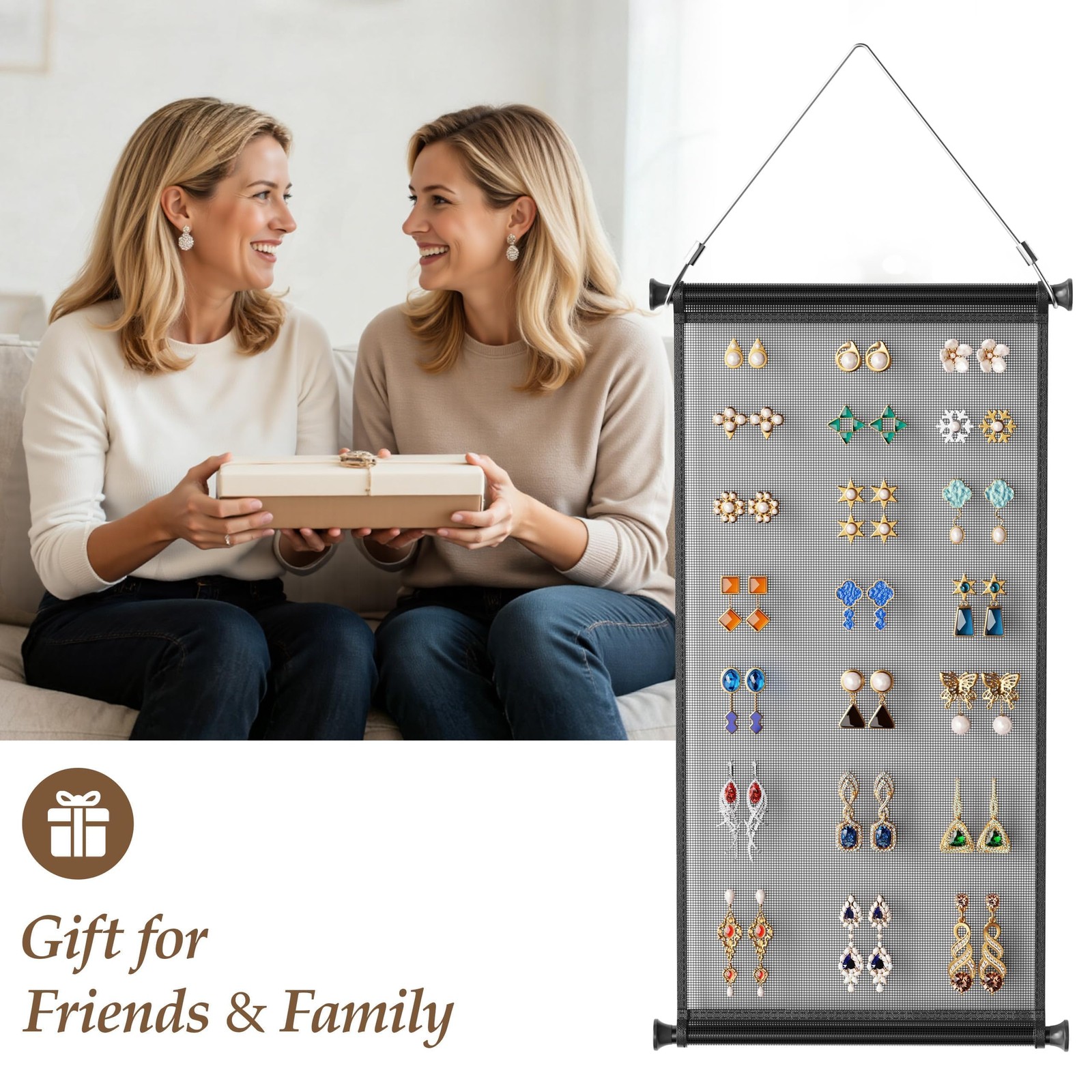 Hanging Earring Organizer & Holder – Wall Mount Earring Display Storage for W…