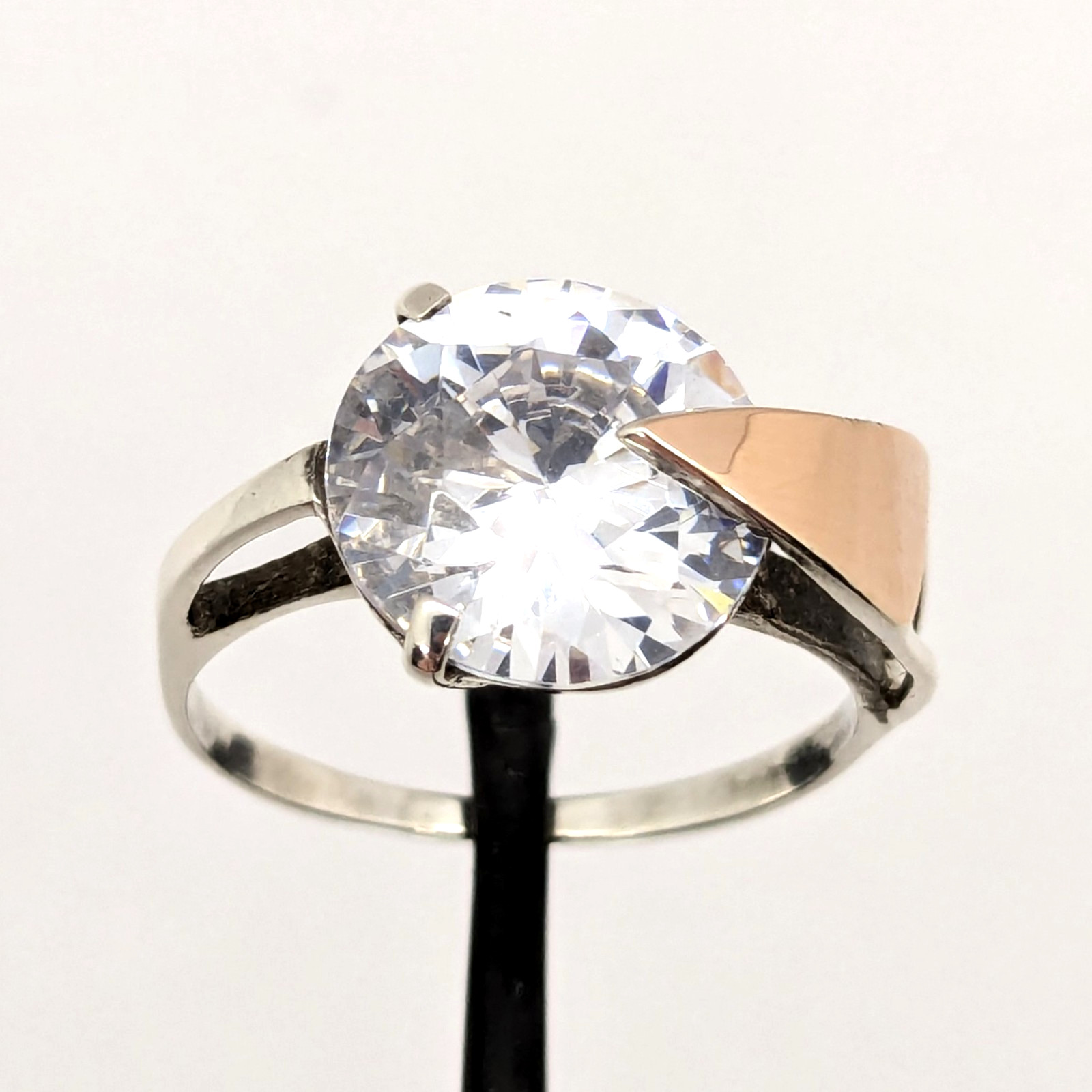 Vintage Luxury RING Silver 925 with Gold Inlay 375 and Stone -size: 10US | #76
