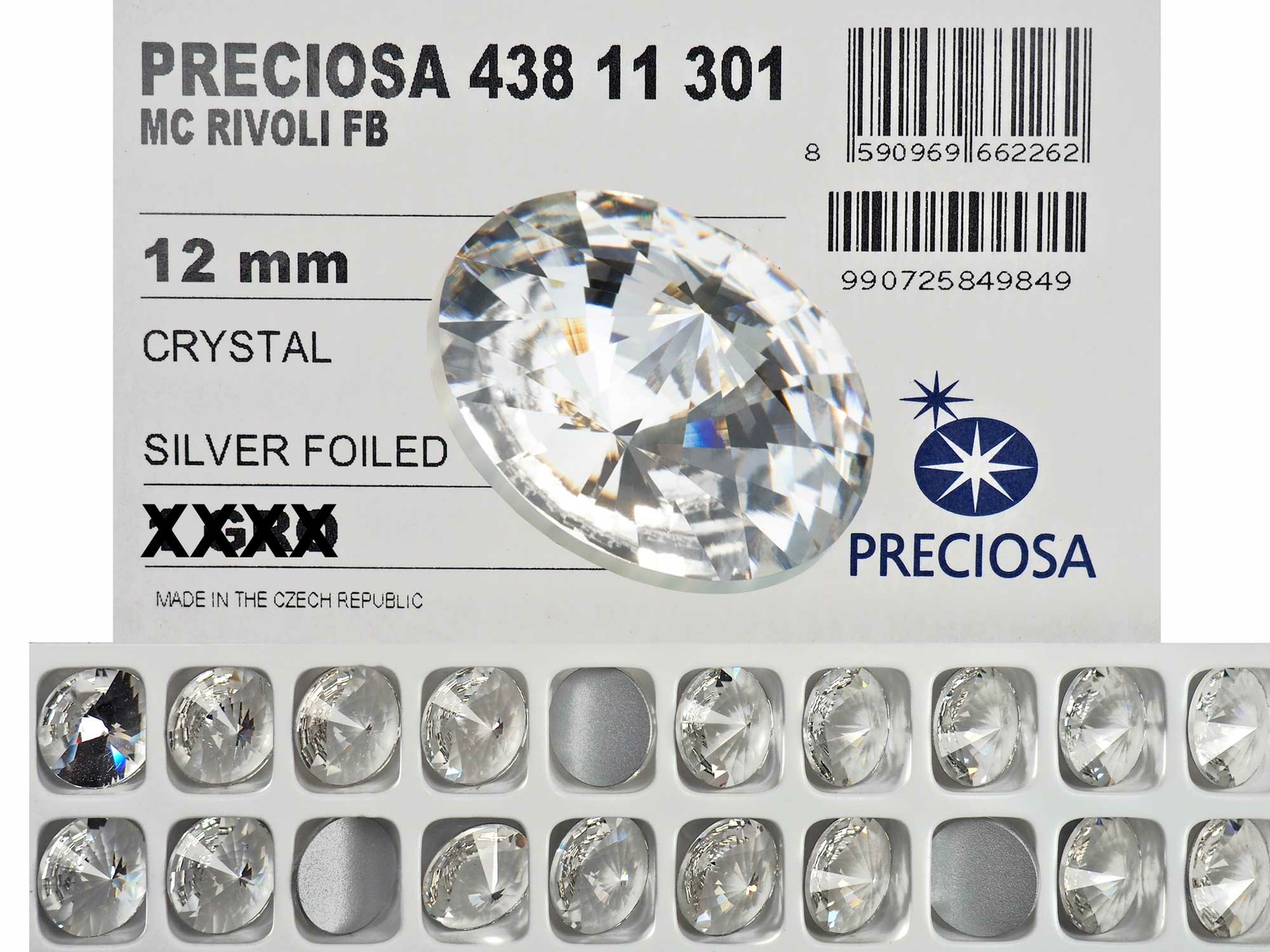 Crystal clear, Genuine Preciosa Czech MC RIVOLI FLATBACK Stones, 10-12-14-16mm