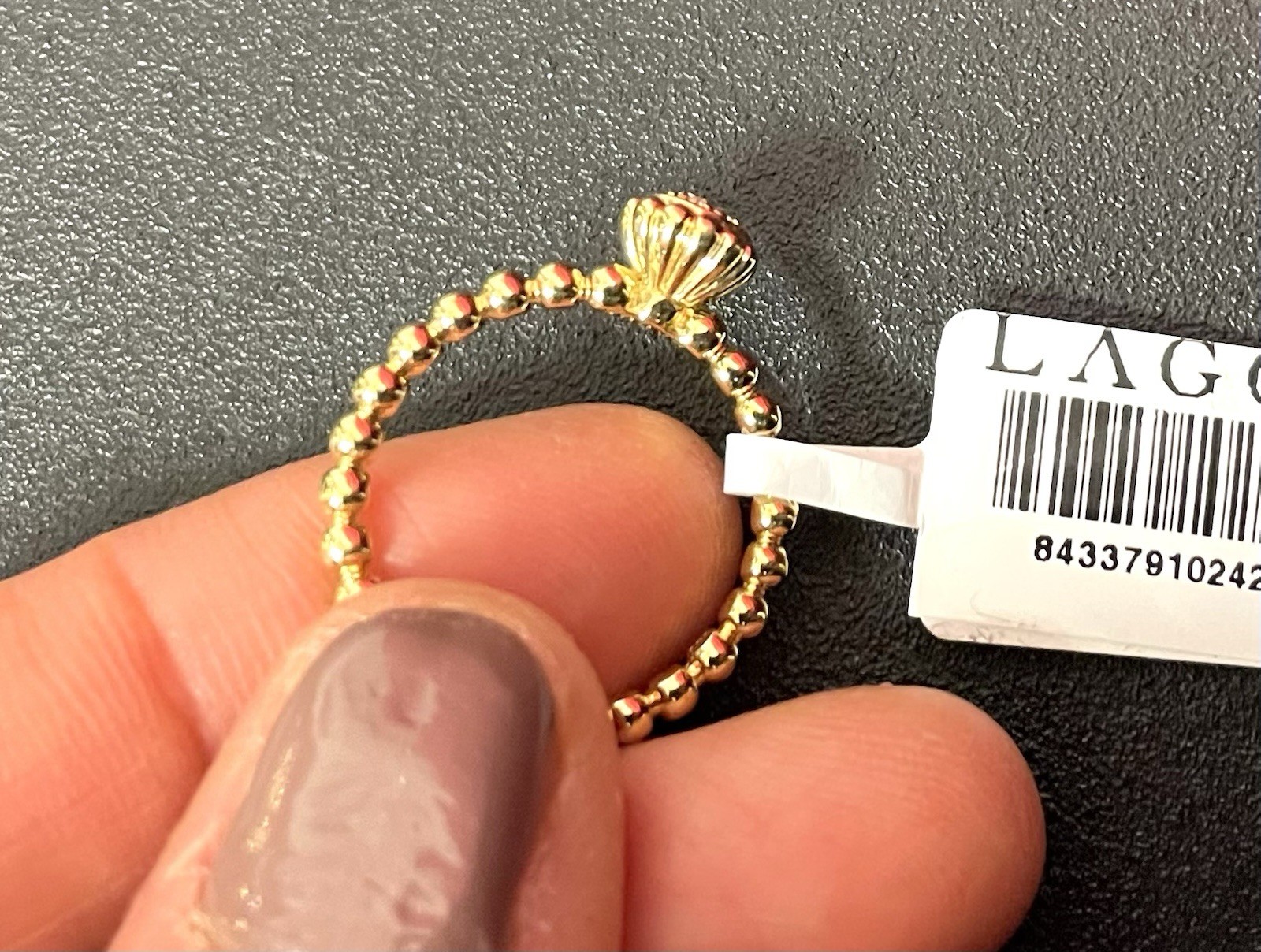 Lagos Diamonds Caviar 18K Gold Circle Ring $1450 New 6