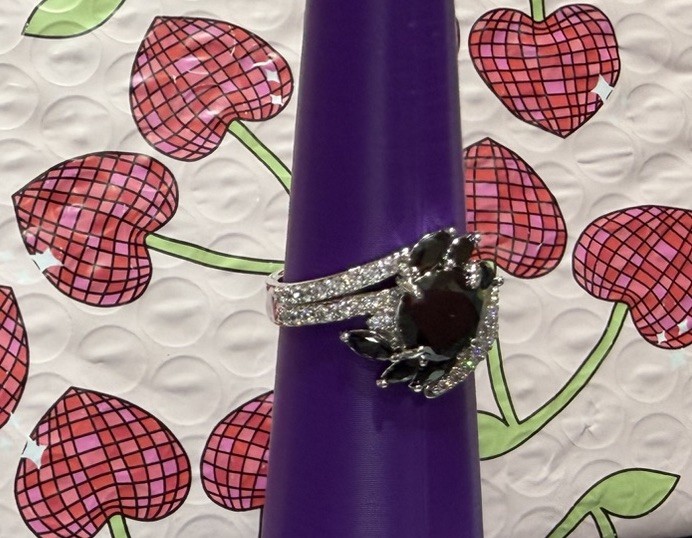 Bomb Party Black Onyx Rhodium Sz 8 “Wrapped In Almost” RG45762