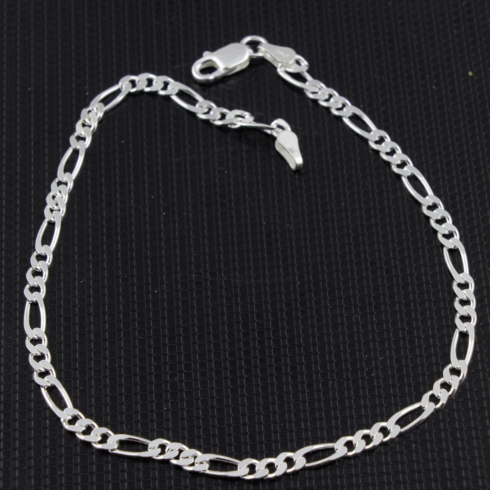 Fashion Women / Girl 925 Sterling Silver Flat Figaro Chain Anklet Bracelet 9-10″